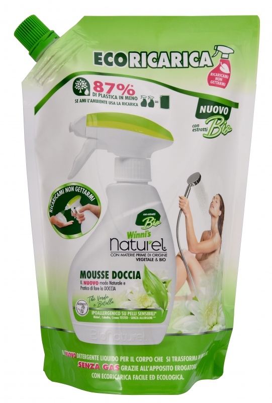Bio kosmetika - Winnis naturel Mousse Docia Thé Verde e Betulla 500 ml ecoricarica